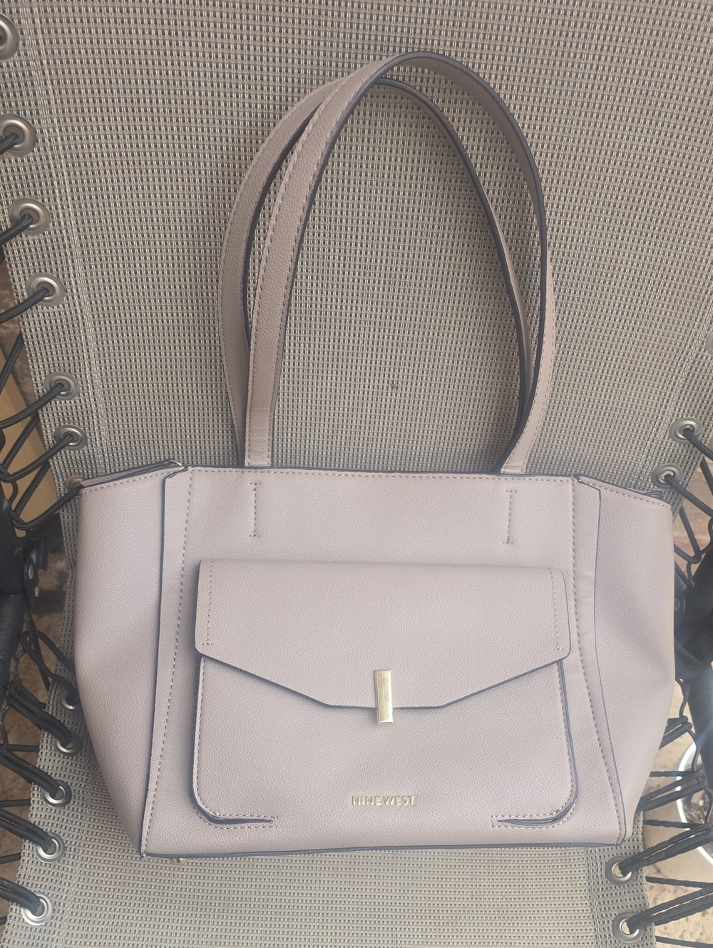 Nine West Light Gray Front-Pocket Tote Shoulder Bag
